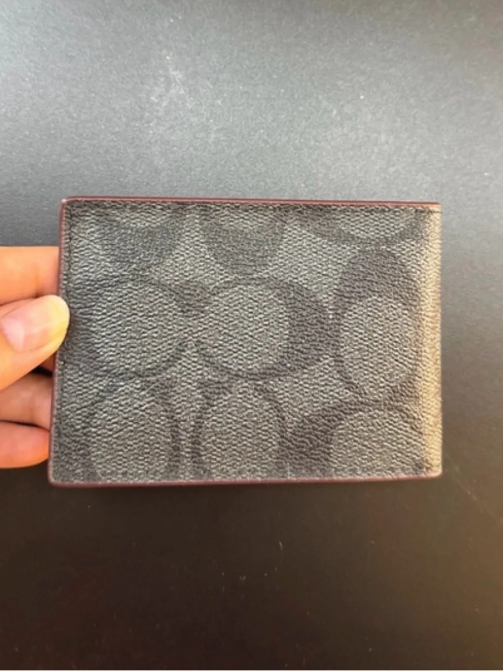 Men's coach Black Signature Pattern Card Holder Wallet